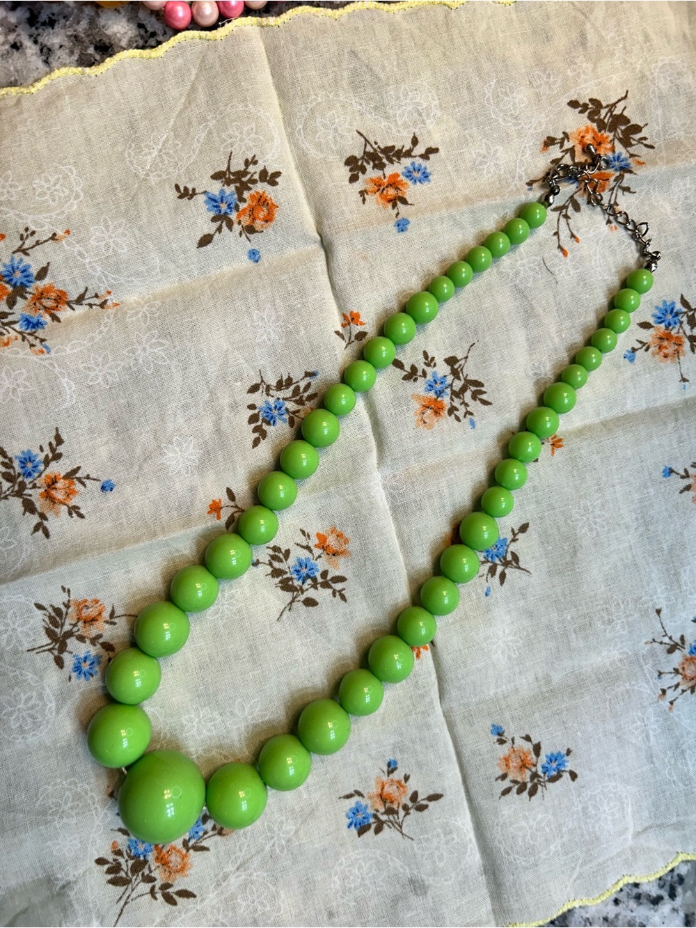 Lime Green Bead Statement Necklace - pinup style with mid century modern feel